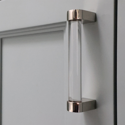 Hapny Home C501-PN Clarity Acrylic Cabinet Pull Clear Polished Nickel 96mm