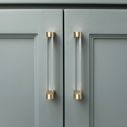 Hapny Home C502-SB Clarity Acrylic Cabinet Pull Clear Satin Brass 5