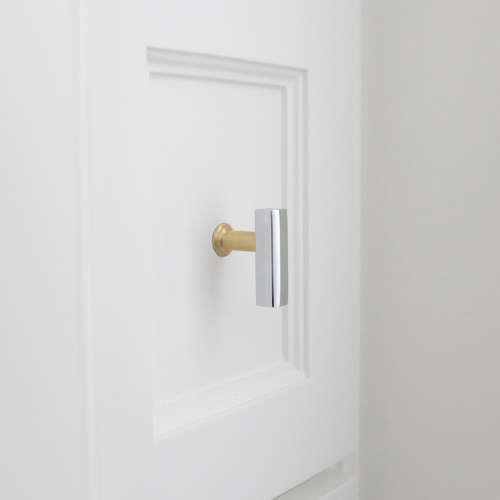 Hapny Home M30-CSB Mod Cabinet T-Knob, Polished Chrome Satin Brass