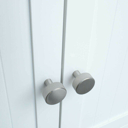 Hapny Home R04-SN Ribbed Satin Nickel Cabinet Knob