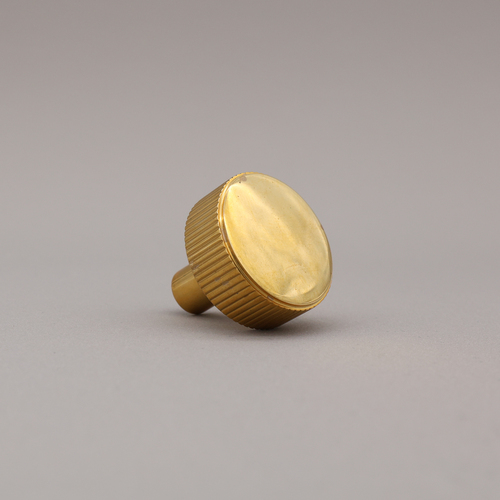 Hapny Home R04-ULPB Ribbed Cabinet Knob Unlacquered Brass