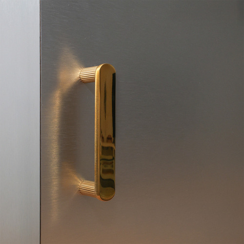 Hapny Home R508-ULPB Ribbed Cabinet Pull Unlacquered Brass 96mm