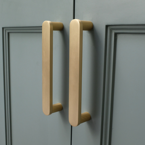 Hapny Home R509-SB Ribbed Cabinet Pull Satin Brass 5