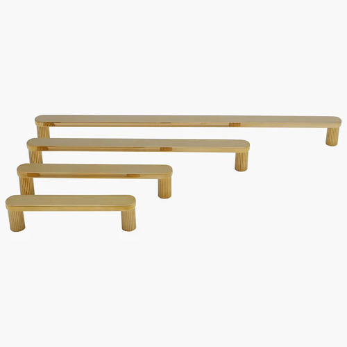 Hapny Home R510-ULPB Ribbed Cabinet Pull Unlacquered Brass 8