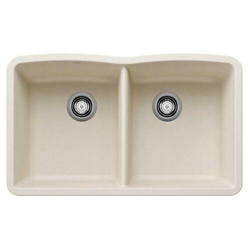 Blanco 443068 32.06 x 19.38 in. No Hole Granite Composite Double Bowl Undermount Sink - Soft White