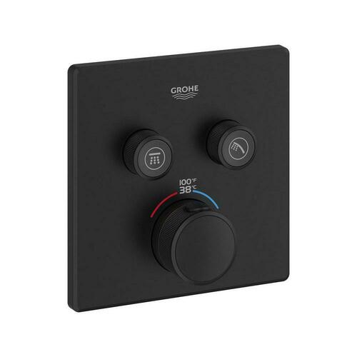 Grohe 291412430 Matte Black Three-Handle Thermostatic Valve Trim
