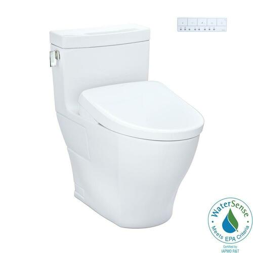 Toto MW6244736CEFG#01 1.28 GPF Elongated One-Piece Toilet with Bidet Seat, Cotton White