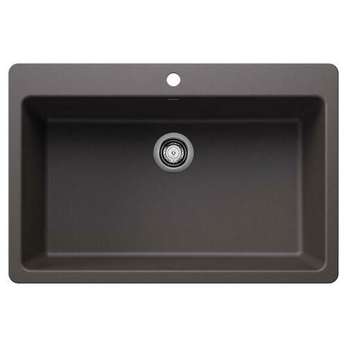 Blanco 443196 LIVEN 33 DUAL MOUNT SINGLE BOWL KITCHEN SINK - CINDER
