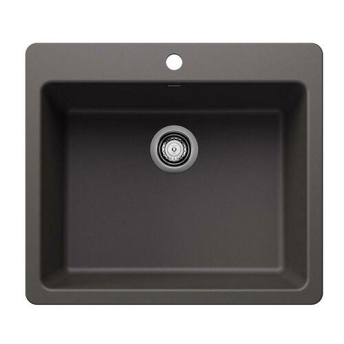 Blanco 443220 LIVEN 25 DUAL MOUNT SINGLE BOWL KITCHEN SINK - CINDER