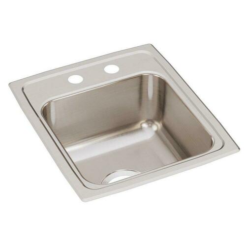 Elkay LR15172 15 x 17.5 in. Lustertone Stainless Steel 2-Hole Drop-in Bar Sink