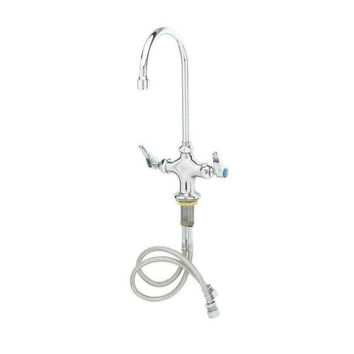 T&S Brass B-0300 Double Pantry Faucet, Single Hole, Swivel Gooseneck, Stream Regulator
