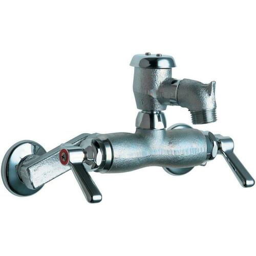 Chicago Faucets 305-VBRCF Two Lever Handle Wall Mount Service Faucet in Rough Chrome
