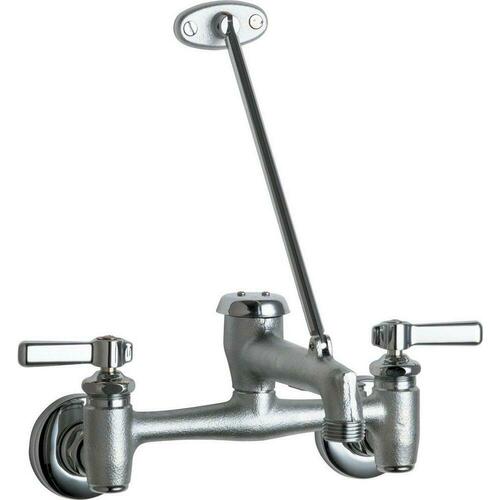 Chicago Faucets 897-RCF Wall Mount Service Sink Faucet, Two Handle, Rough Chrome Plated