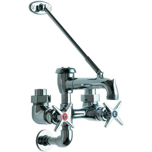 Chicago Faucets 835-CP Two Cross Handle Wall Mount Service Faucet in Polished Chrome