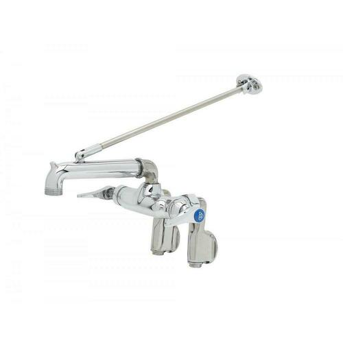 T&S Brass B-2345 Polished Chrome Service Sink Faucet with Integral Stops and Hose Outlet