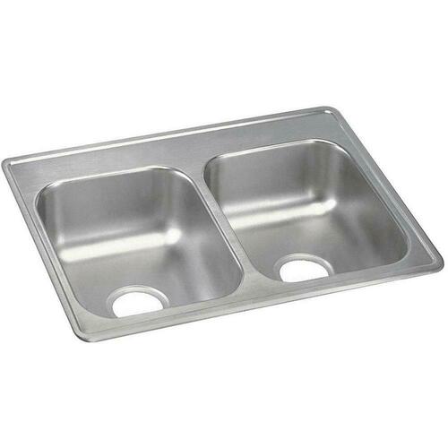 Elkay D225190 25 in. Drop-in Stainless Steel Double Bowl Kitchen Sink in Satin