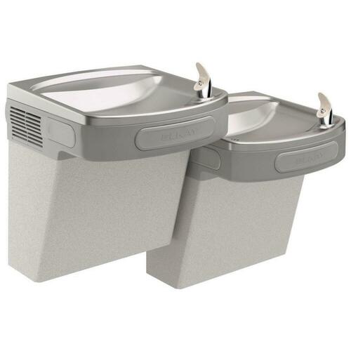 Elkay EZSTL8LC 8 GPH Wall-Mounted Bi-Level ADA Water Cooler with Easy-Touch Pushbars - Grey