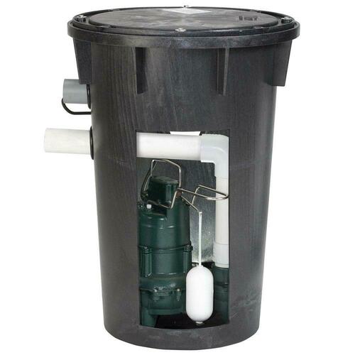 Zoeller 912-0082 115V 2/5 HP 90 GPM Polyethylene Sewage Pump Basin System with 20 ft Cord
