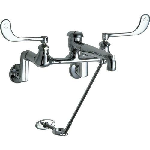 Chicago Faucets 814-VBCP Two Wristblade Handle Wall Mount Service Faucet in Polished Chrome
