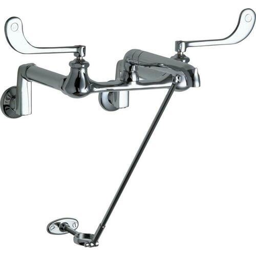 Chicago Faucets 815-VBCP Two Wristblade Handle Wall Mount Service Faucet in Polished Chrome