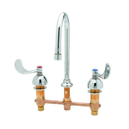 T&S Brass B-2867-04 Medical Faucet, Deck Mount, Concealed Gooseneck, Wrist Action Handles