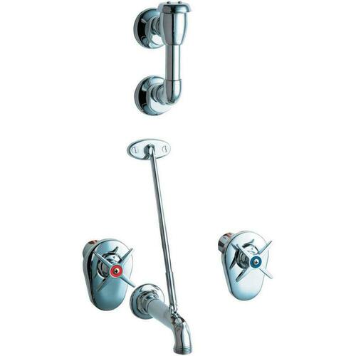 Chicago Faucets 911-ISCP Two Cross Handle Wall Mount Service Faucet in Polished Chrome