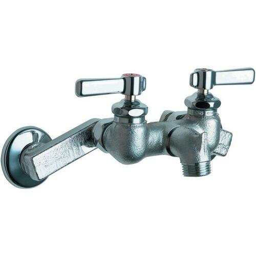 Chicago Faucets 305-RCF Two Lever Handle Wall Mount Service Faucet in Rough Chrome