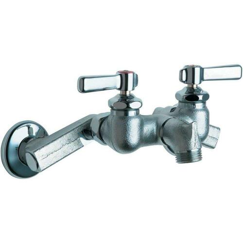 Chicago Faucets 305-RRCF Two Lever Handle Wall Mount Service Faucet in Rough Chrome