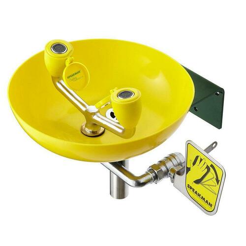 Speakman SE-580 Wall-Mounted Round Eyewash Bowl, 3.2 GPM, 8.5 lbs