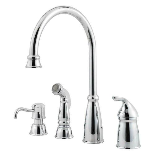 Pfister GT26-4CBC Single Handle Kitchen Faucet with Side Spray Soap Dispenser, Chrome