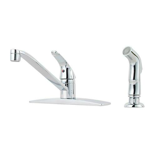 Pfister G134-4444 Polished Chrome Single Handle Kitchen Faucet with Side Spray