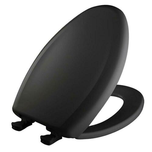 Bemis 1200SLOWT 047 Black Elongated Closed Front Toilet Seat with Cover