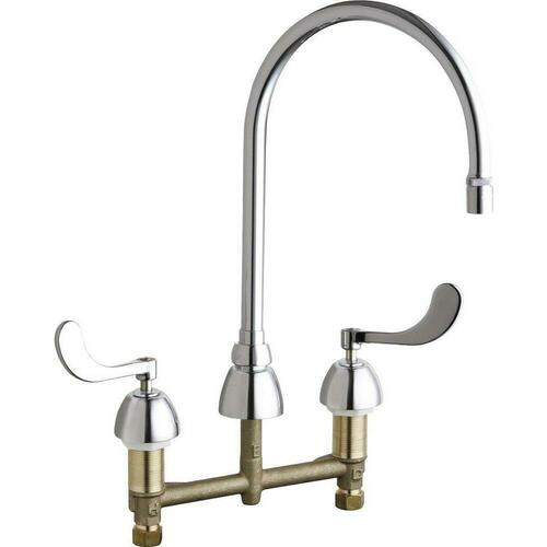 Chicago Faucets 786-GN8AE36ABCP Two Wristblade Handle Deck Mount Service Faucet in Polished Chrome