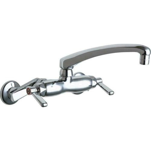 Chicago Faucets 445-L8E35ABCP Polished Chrome Two Lever Wall Mount Service Faucet