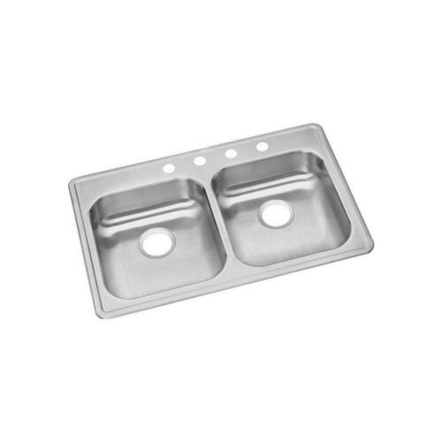 Elkay GE233223 33 in. Drop-in Stainless Steel Double Bowl Kitchen Sink in Satin