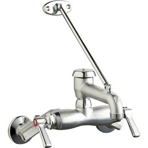 Chicago Faucets 445-VBRRCF Two Lever Handle Wall Mount Service Faucet in Rough Chrome