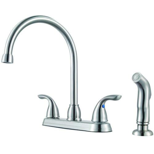 Pfister G136-500S Stainless Steel Two Handle Kitchen Faucet with Side Spray