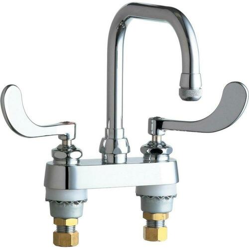 Chicago Faucets 895-317GN2FCAB 1.5 GPM 2-Hole Deck Mount Centerset Sink Faucet with Double Handles, Chrome