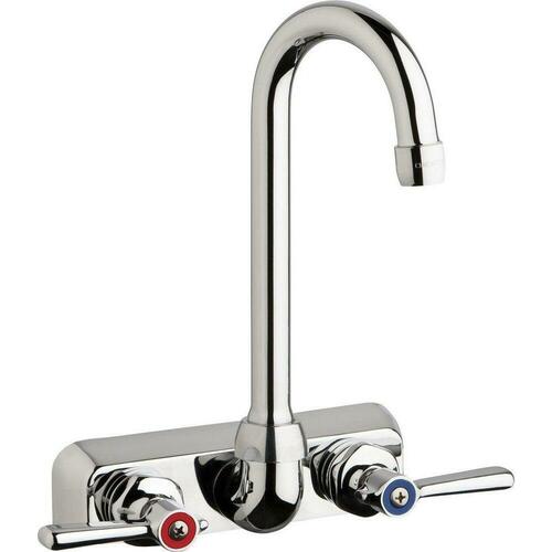 Chicago Faucets W4W-GN1AE35-369AB Two Lever Handle Wall Mount Service Faucet in Polished Chrome