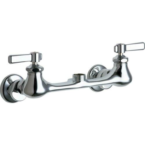 Chicago Faucets 540-LDLESAB 2-Hole Wall Mount Widespread Manual Sink Faucet, Double Lever, Polished Chrome