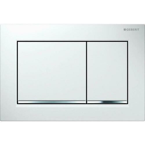 Geberit 115.080.KJ.1 Dual Flush Actuator Flush Plate in Polished Chrome with White