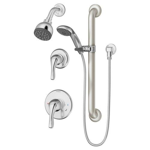 Symmons 9605-PLR-1.5-TRM 1.5 GPM Pressure Balance Shower System, Double Lever, Polished Chrome