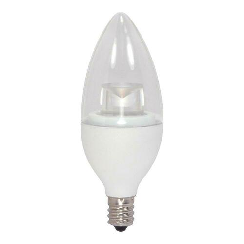 Satco S8952 40W B11 LED Dimmable Light Bulb, Candelabra E-12 Base, Warm White