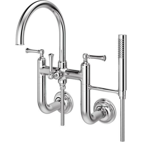 Pfister LG6-3TBC Wall-Mount Tub Filler with Handshower, Polished Chrome