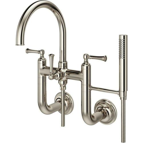 Pfister LG6-3TBD Polished Nickel Two Handle Wall Mount Tub Filler with Handshower