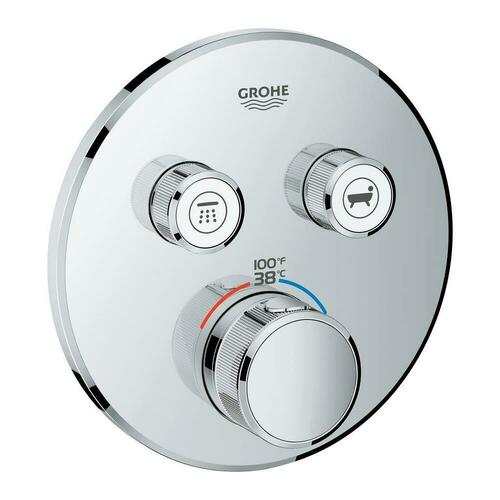 Grohe 29137000 Three Handle Thermostatic Valve Trim - StarLight Chrome