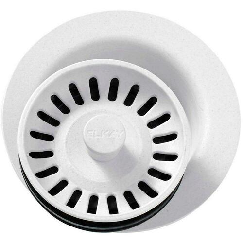 Elkay LKQD35WH White Plastic Disposer Flange with Basket Strainer and Stopper