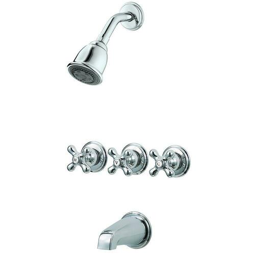 Pfister LG01-8CBC Polished Chrome Three-Handle Multi-Function Bathtub Shower Faucet (Trim Only)