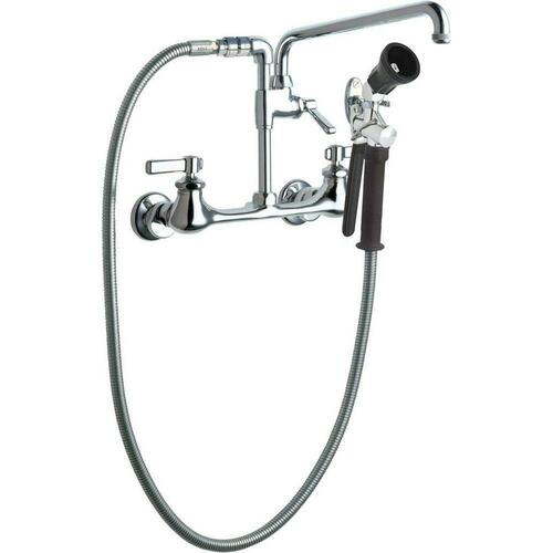 Chicago Faucets 509-GVBL12XKCAB Chrome Plated Two Handle Wall Mount Service Faucet