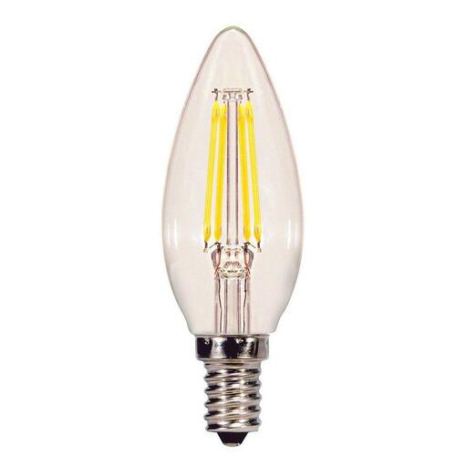 Satco S29877 40W B10 LED Dimmable Light Bulb, Candelabra E-12 Base, Clear, 3-3/4 in.